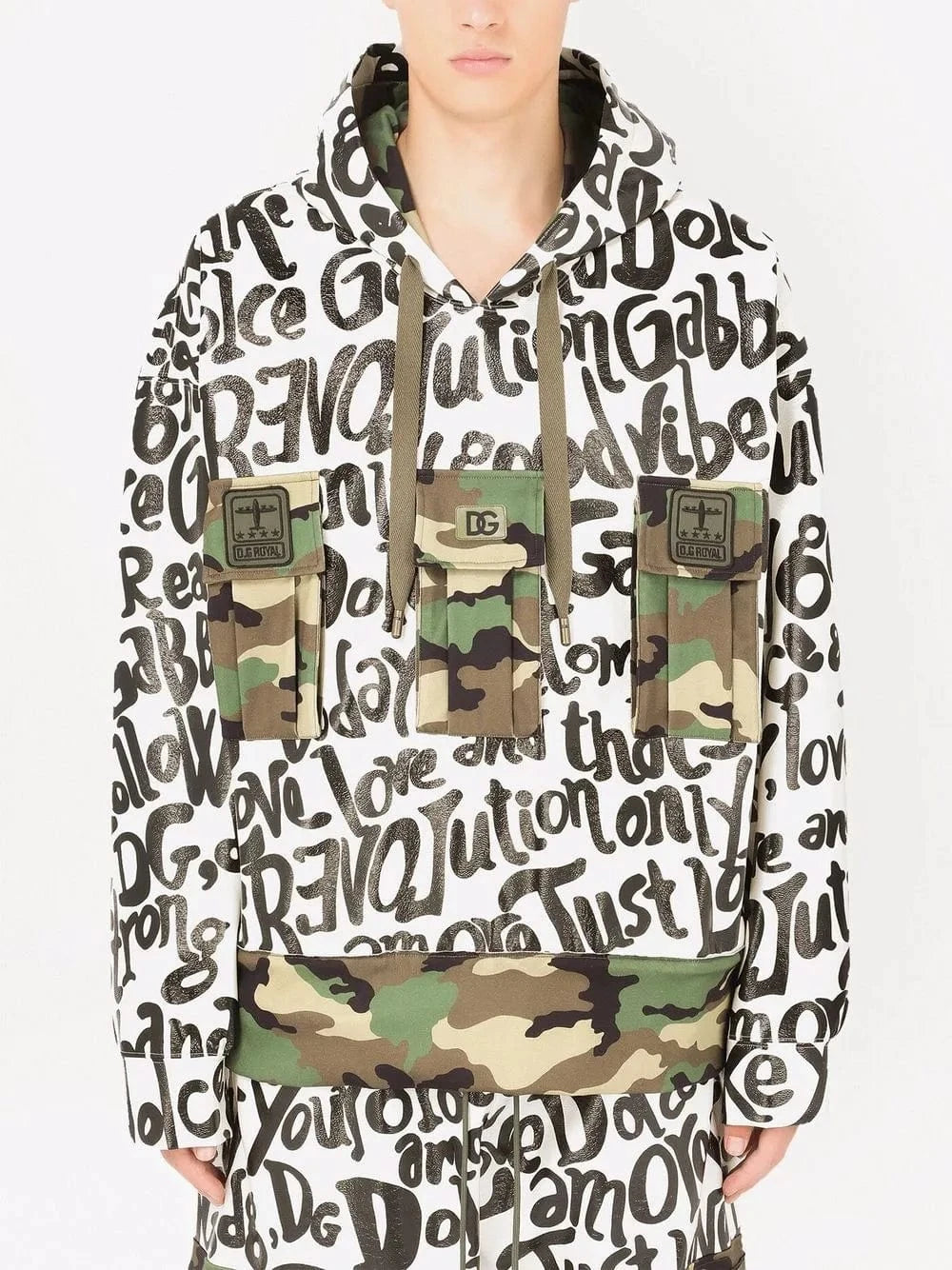 Dolce 
Gabbana Multi-Pocket Printed Hoodie
