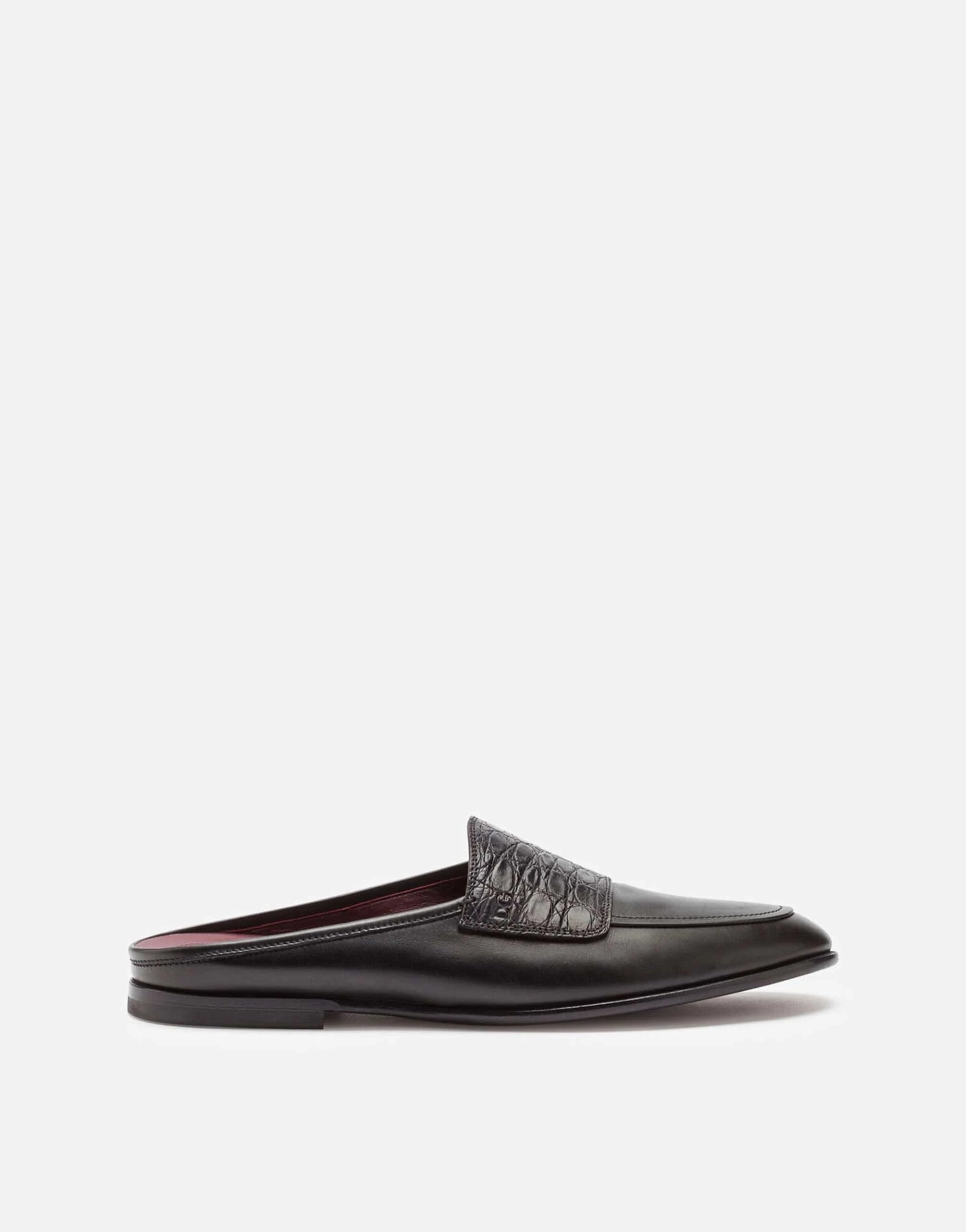 Dolce 
Gabbana Open-Back Leather Slippers