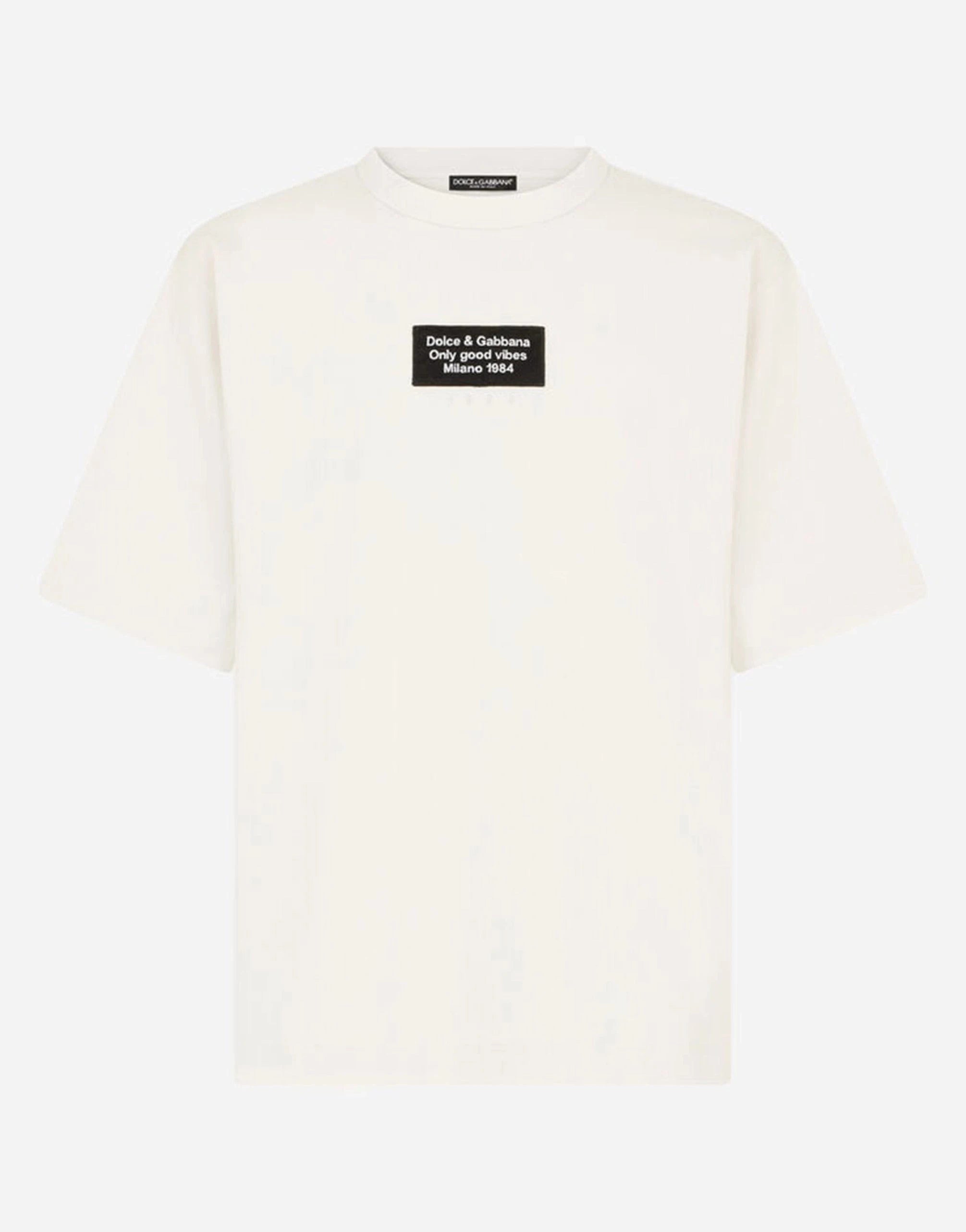 Dolce 
Gabbana Patch Embellishment Printed Cotton T-Shirt