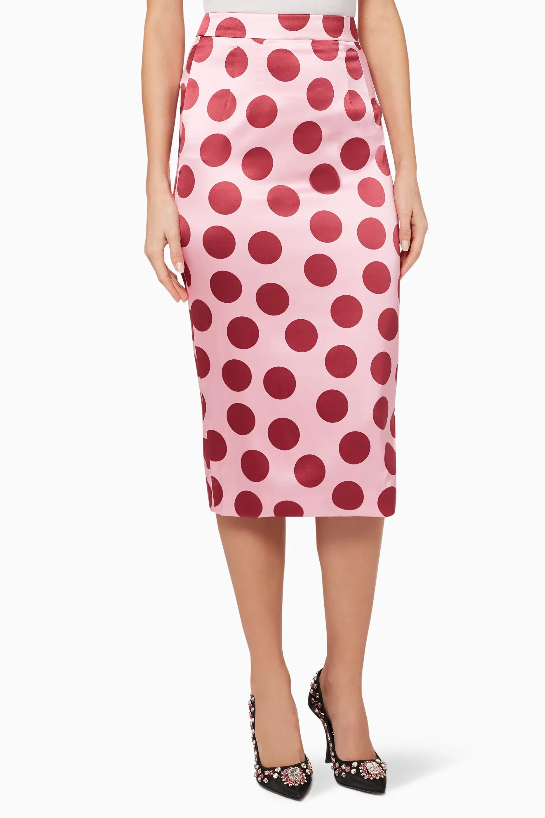 Dolce 
Gabbana Polka-Dot Silk Pencil Skirt