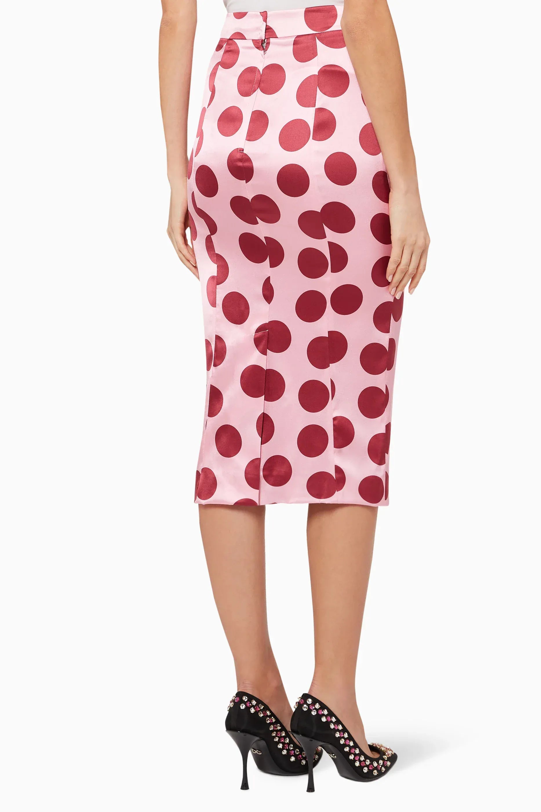 Dolce 
Gabbana Polka-Dot Silk Pencil Skirt