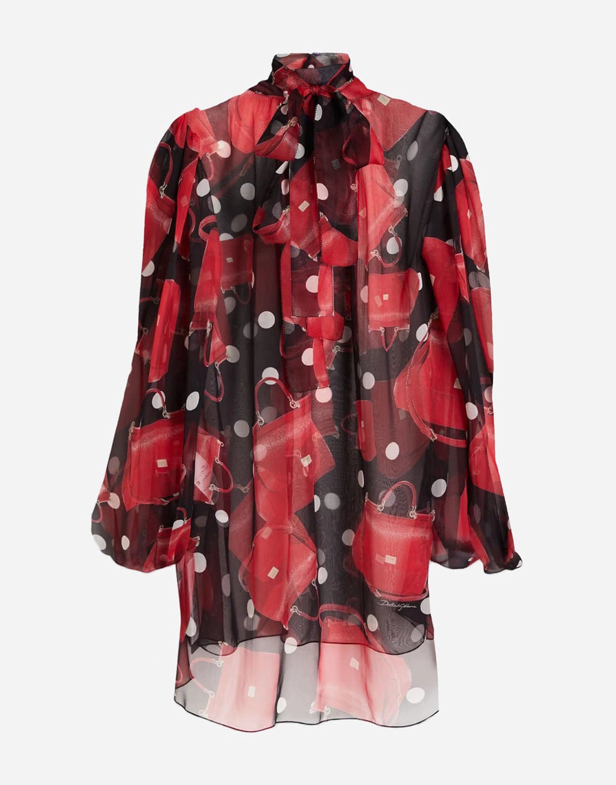 Dolce 
Gabbana Pussy-Bow Gathered Silk-Chiffon Blouse