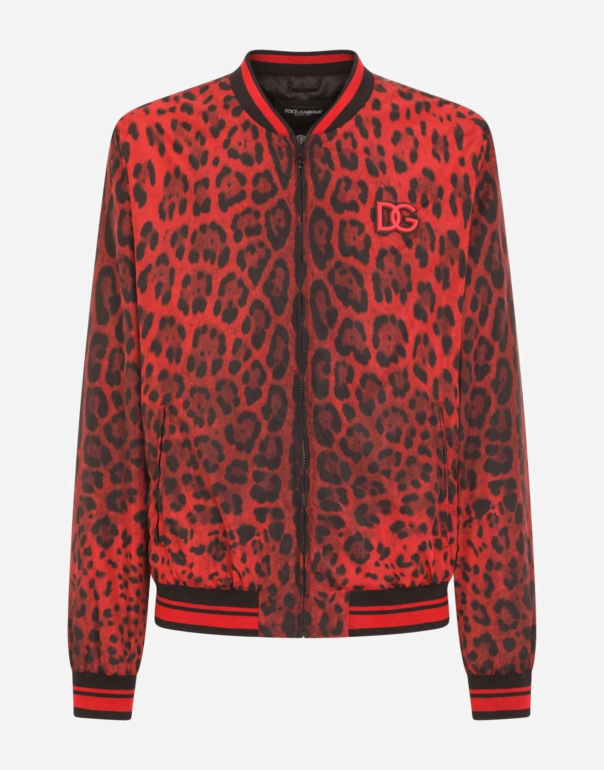 Dolce 
Gabbana Red Leopard-Print Bomber Jacket