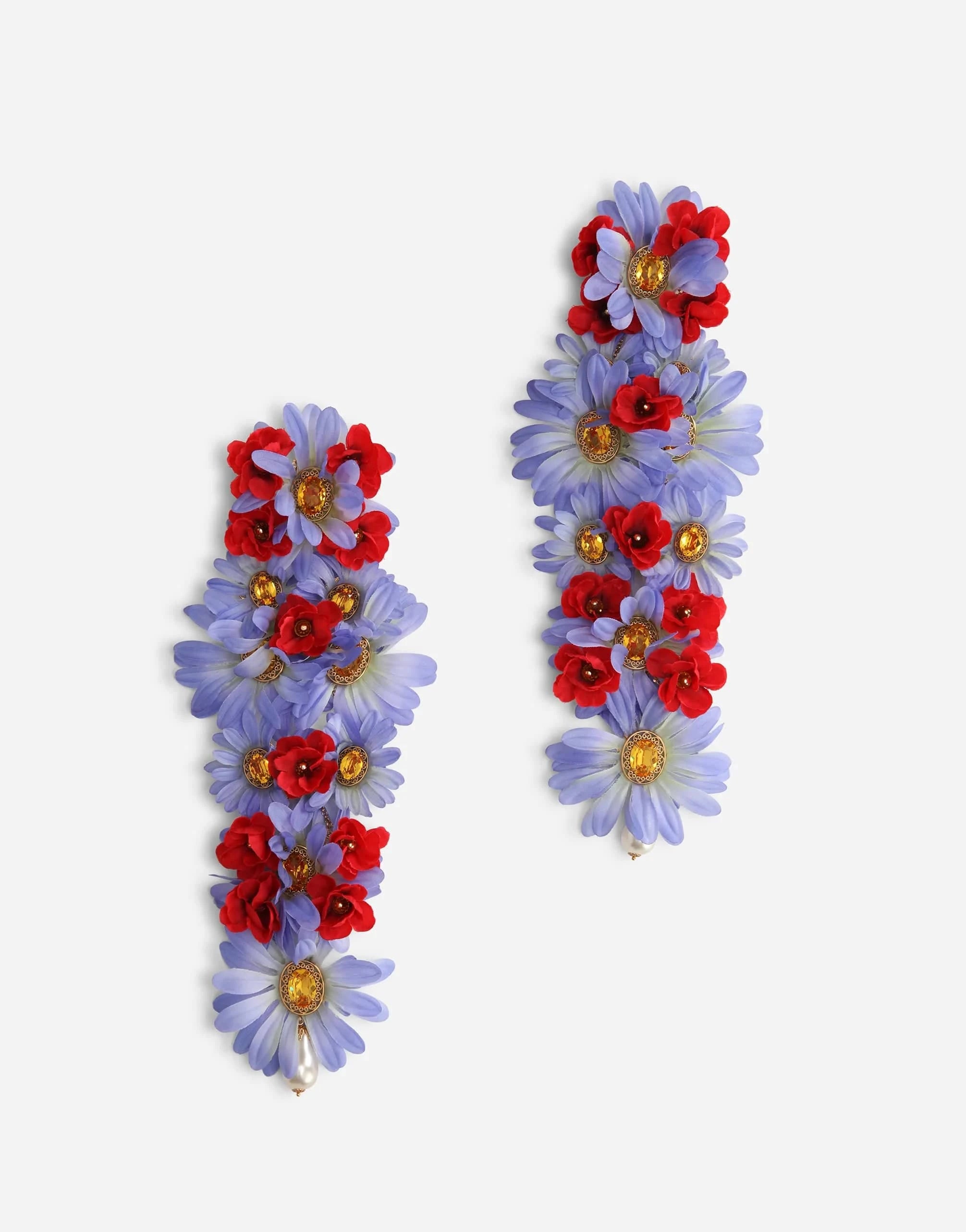 Dolce 
Gabbana Rhinestone And Flowers Drop Earrings