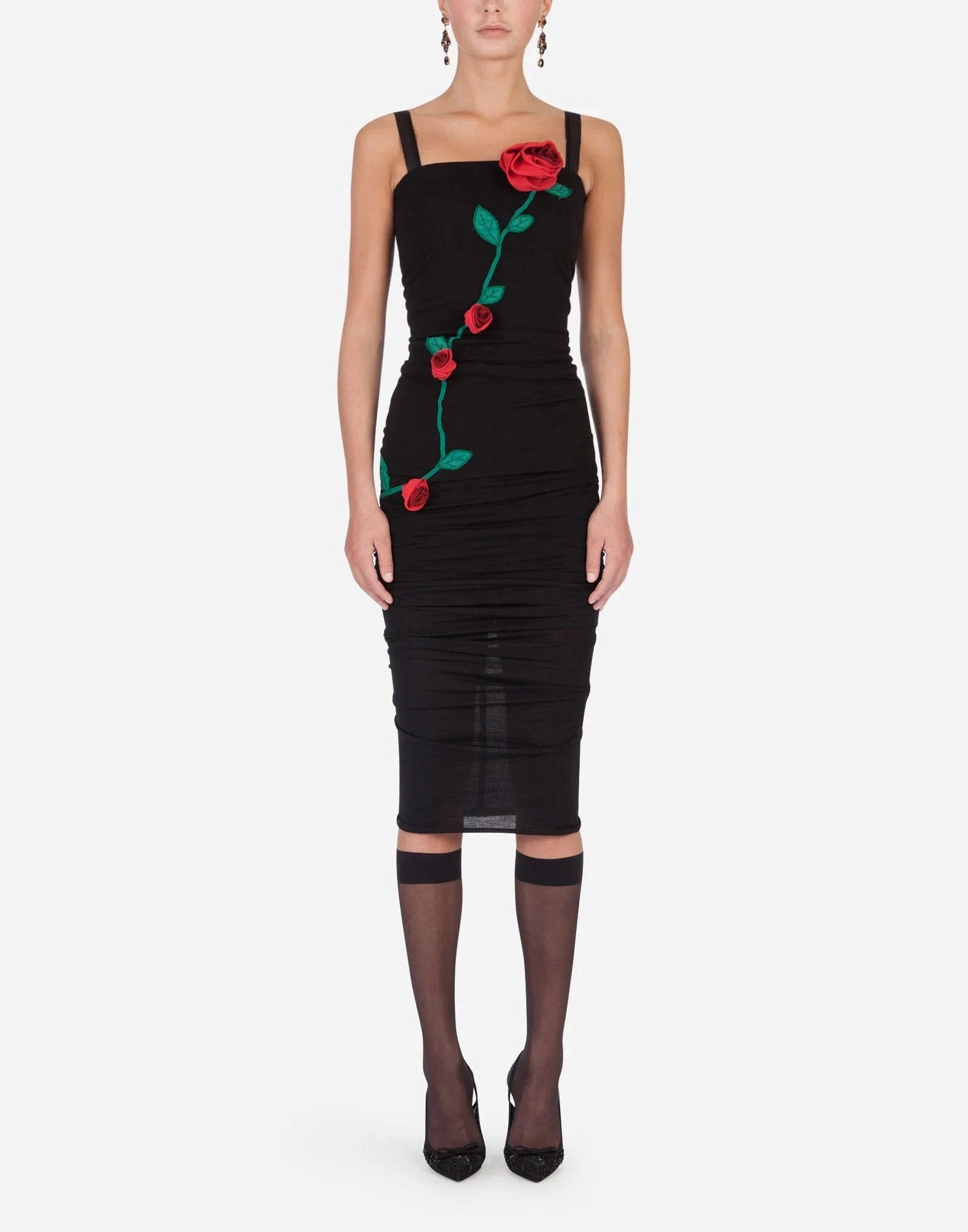 Dolce 
Gabbana Rose-Embroidery Sheath Dress