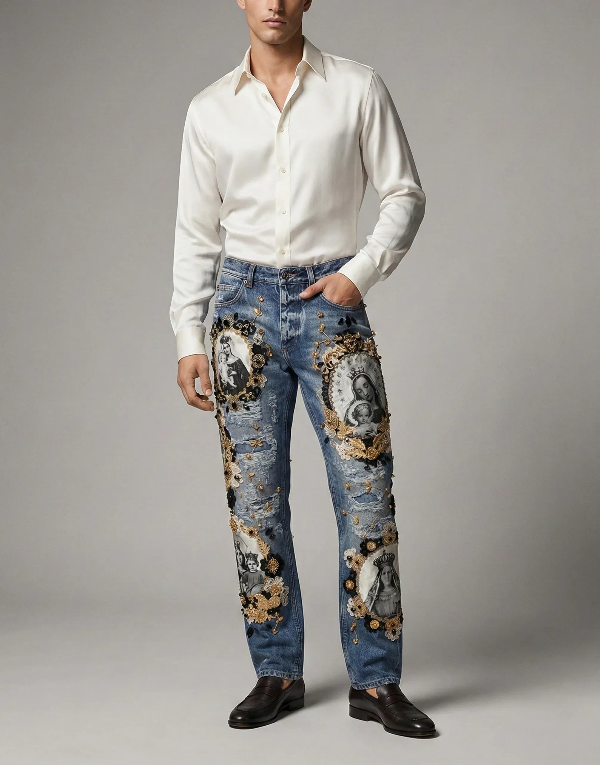Dolce 
Gabbana Runway Madonna Embellished Jeans