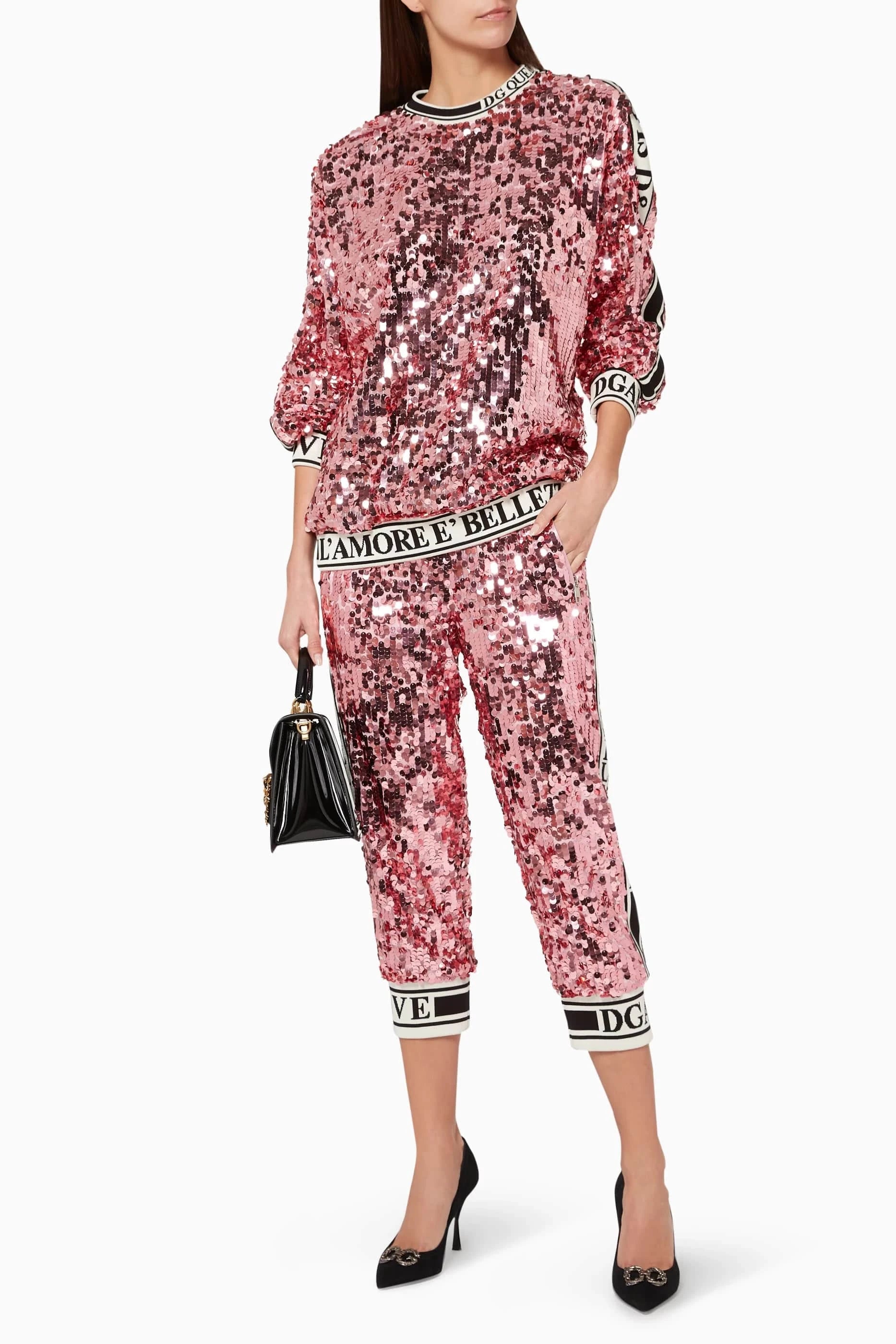 Dolce 
Gabbana Sequinned Jacquard Logo Sweatshirt