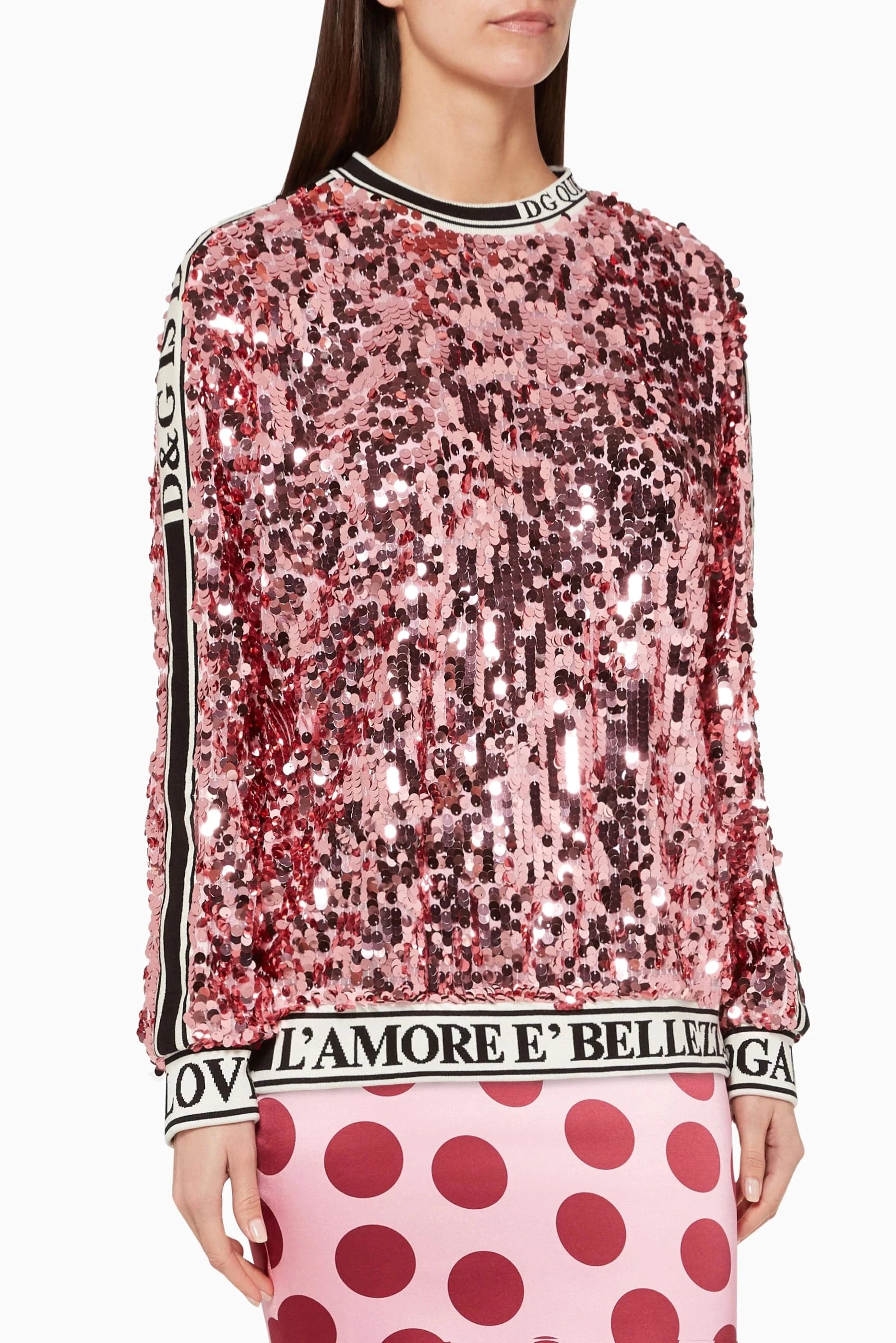 Dolce 
Gabbana Sequinned Jacquard Logo Sweatshirt
