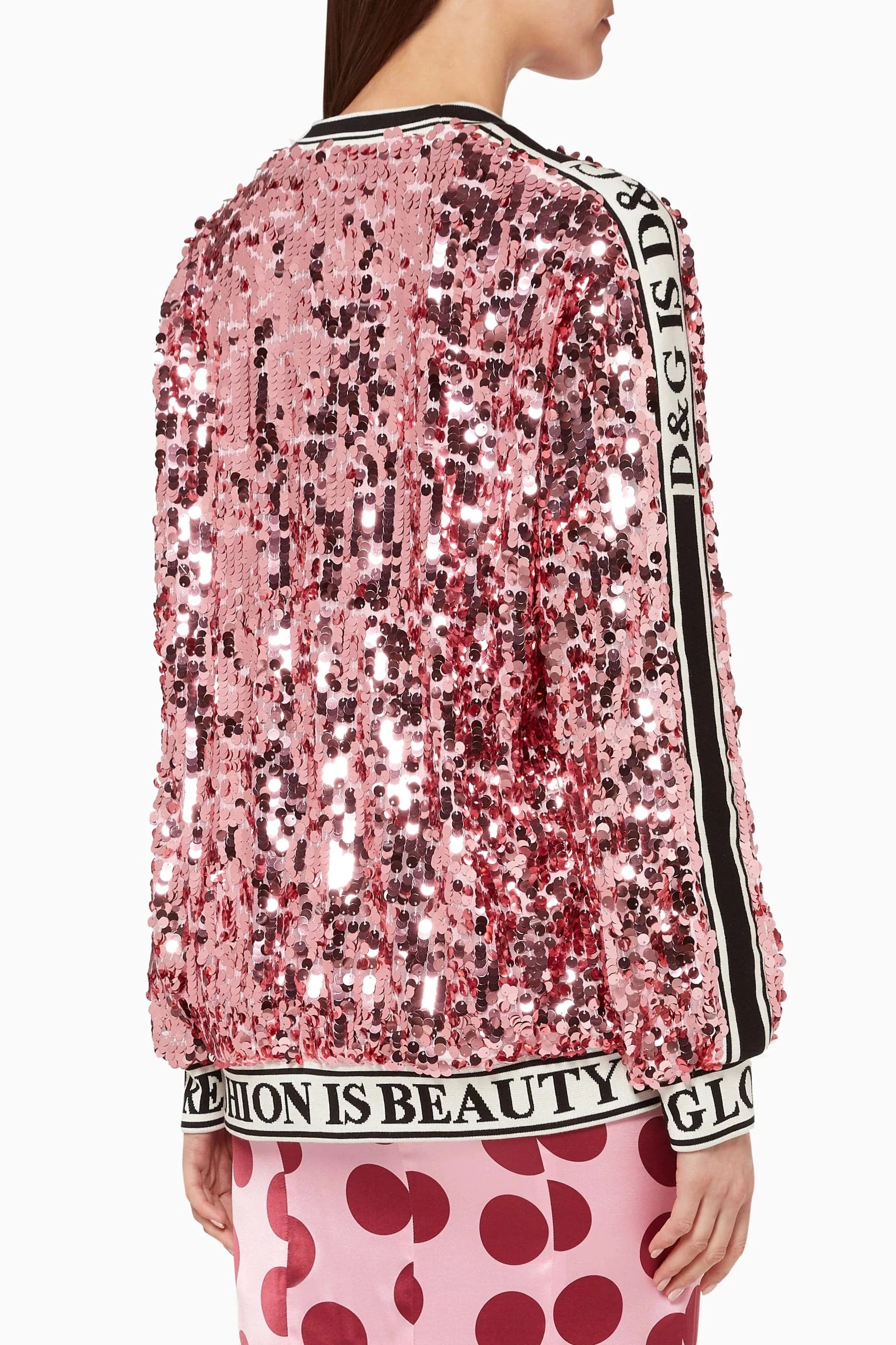 Dolce 
Gabbana Sequinned Jacquard Logo Sweatshirt
