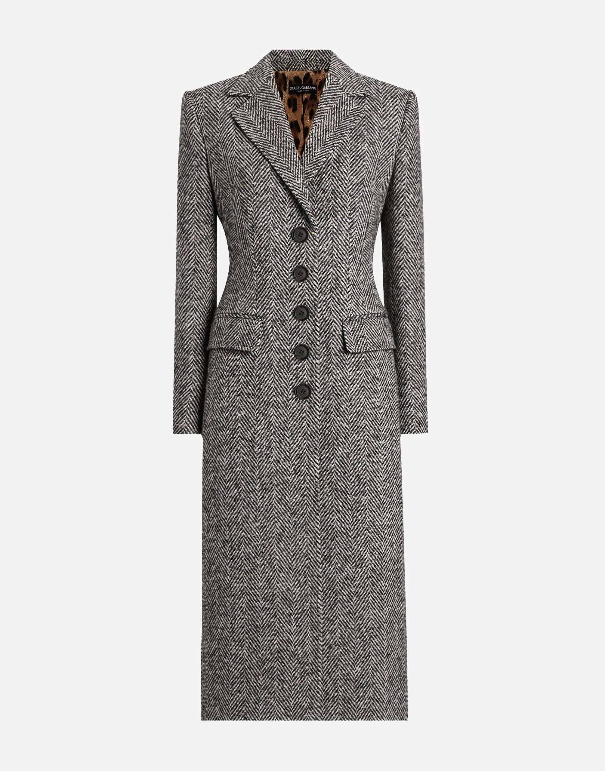 Dolce 
Gabbana Single-Breasted Wool Chevron Coat