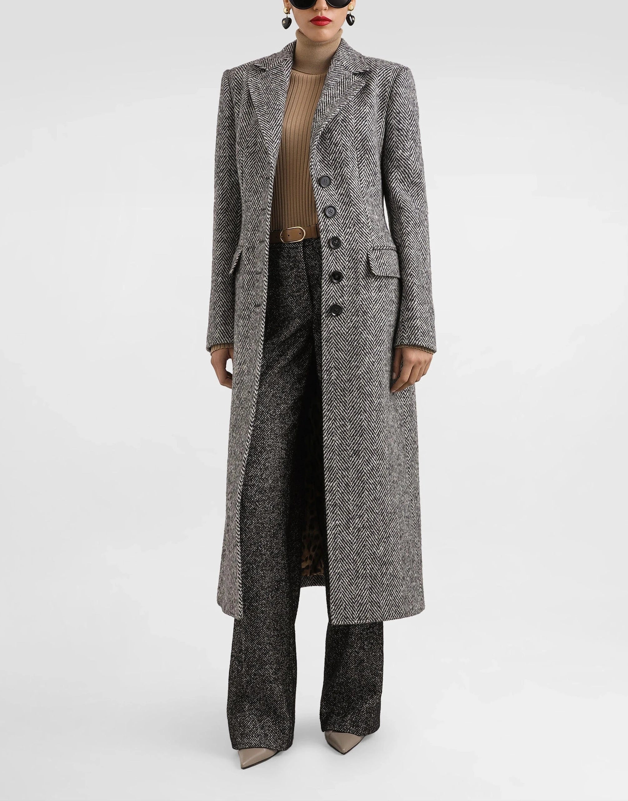 Dolce 
Gabbana Single-Breasted Wool Chevron Coat