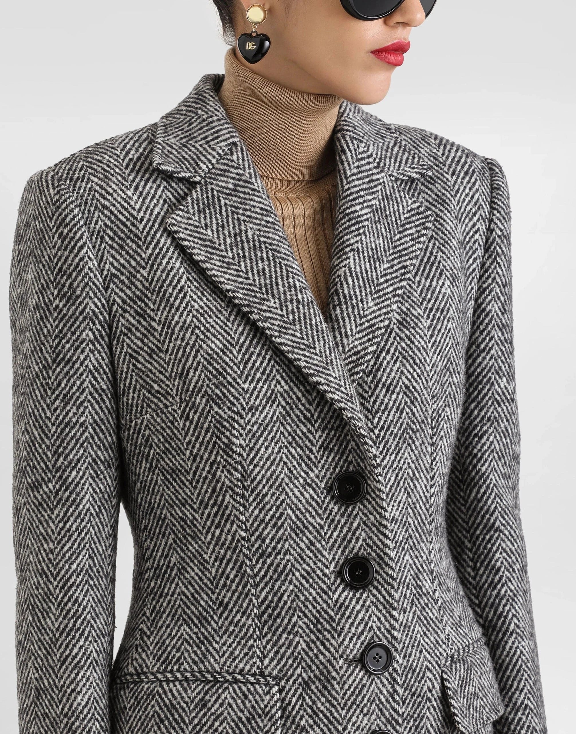 Dolce 
Gabbana Single-Breasted Wool Chevron Coat