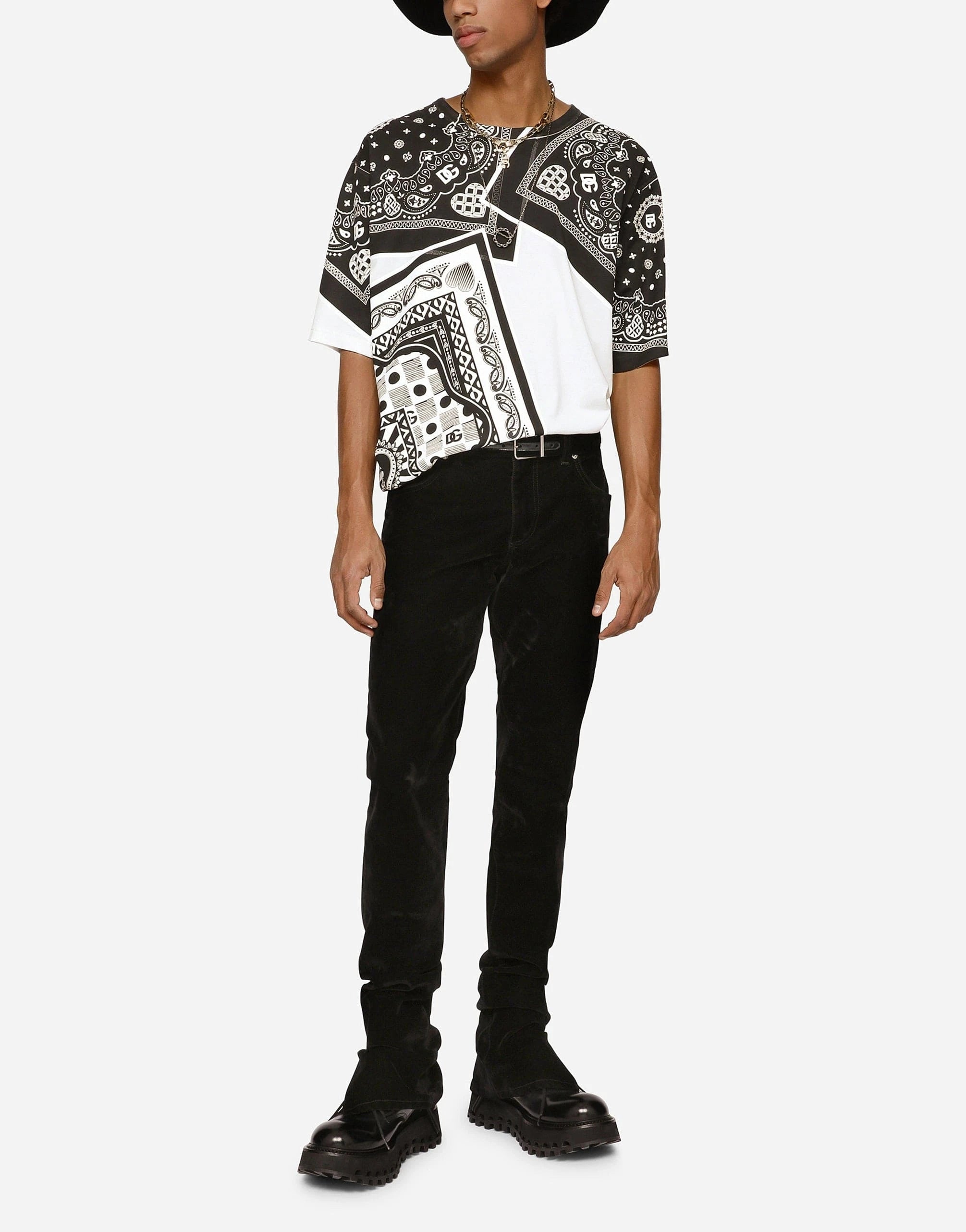 Dolce 
Gabbana Slim-Fit Flocked Jeans