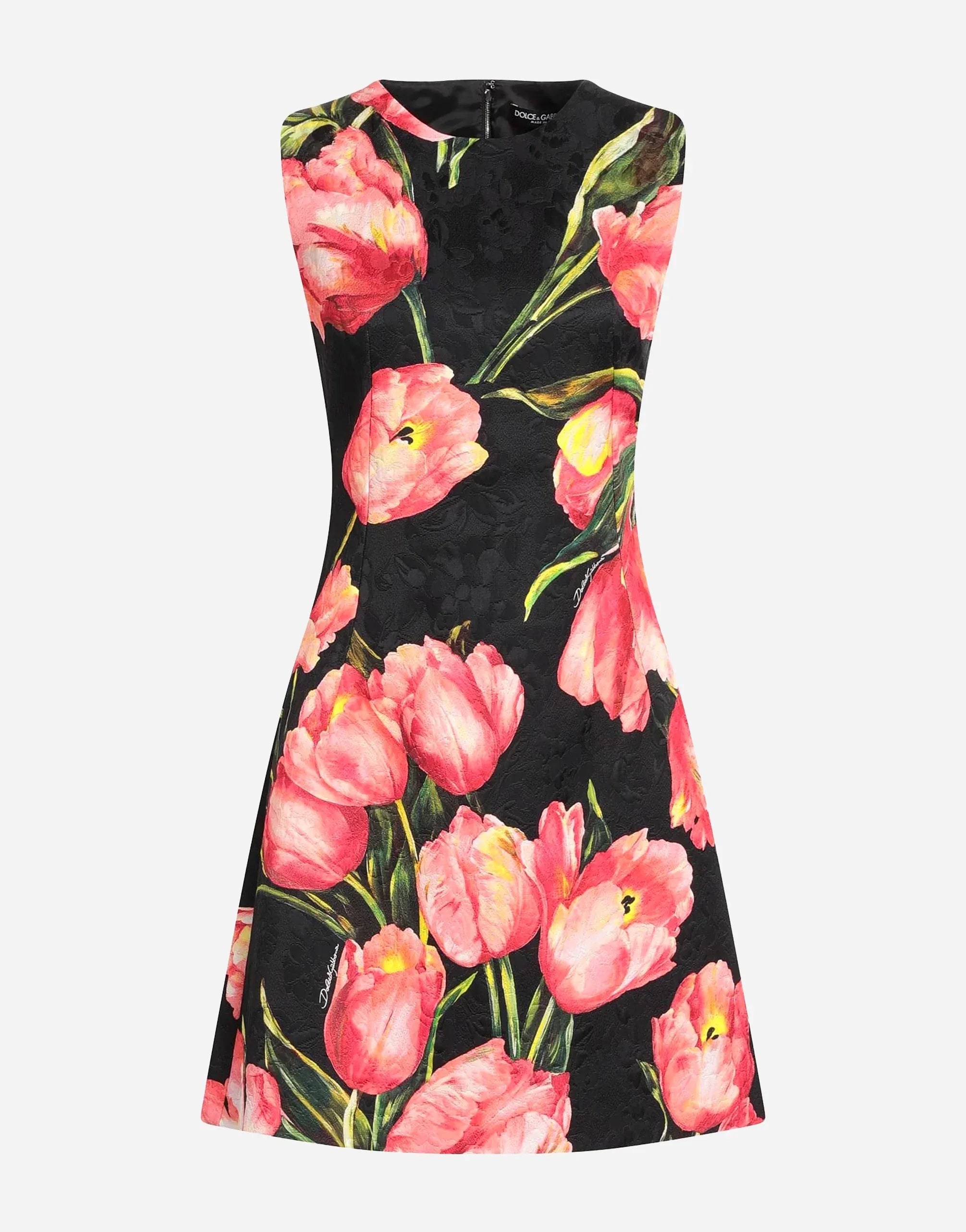 Dolce 
Gabbana Tulip-Print Brocade A-Line Mini Dress