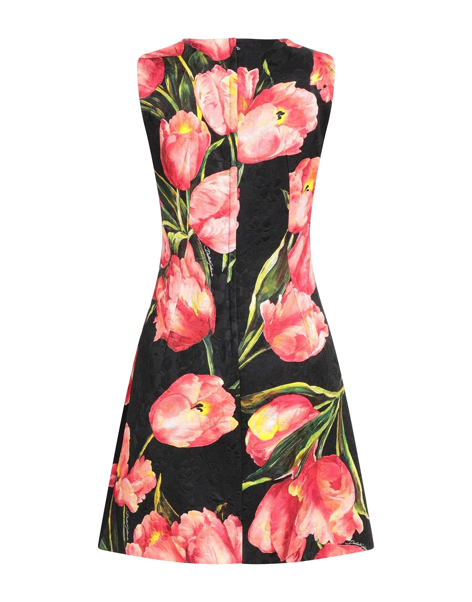 Dolce 
Gabbana Tulip-Print Brocade A-Line Mini Dress