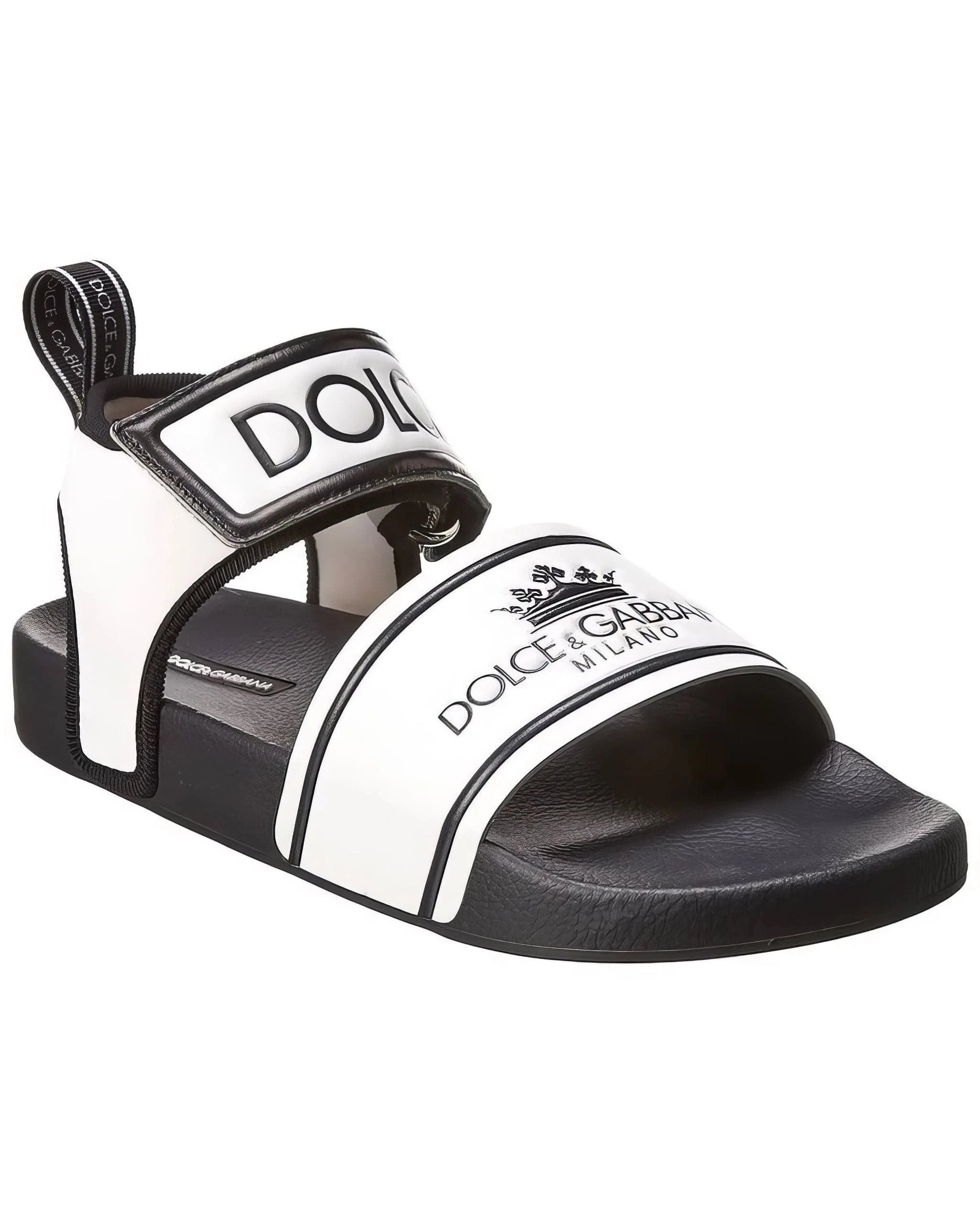 Dolce 
Gabbana White And Black Logo Sandals