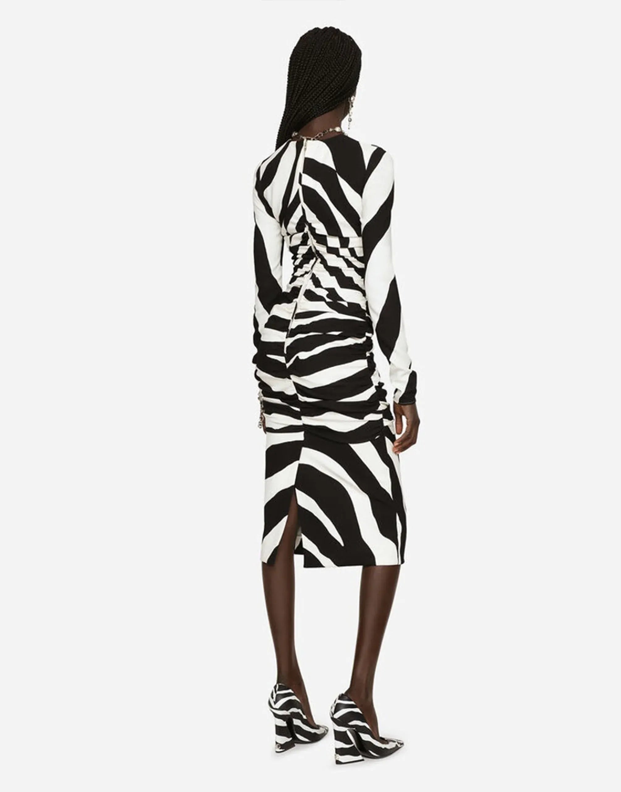 Dolce 
Gabbana Zebra-Print Cady Midi Dress