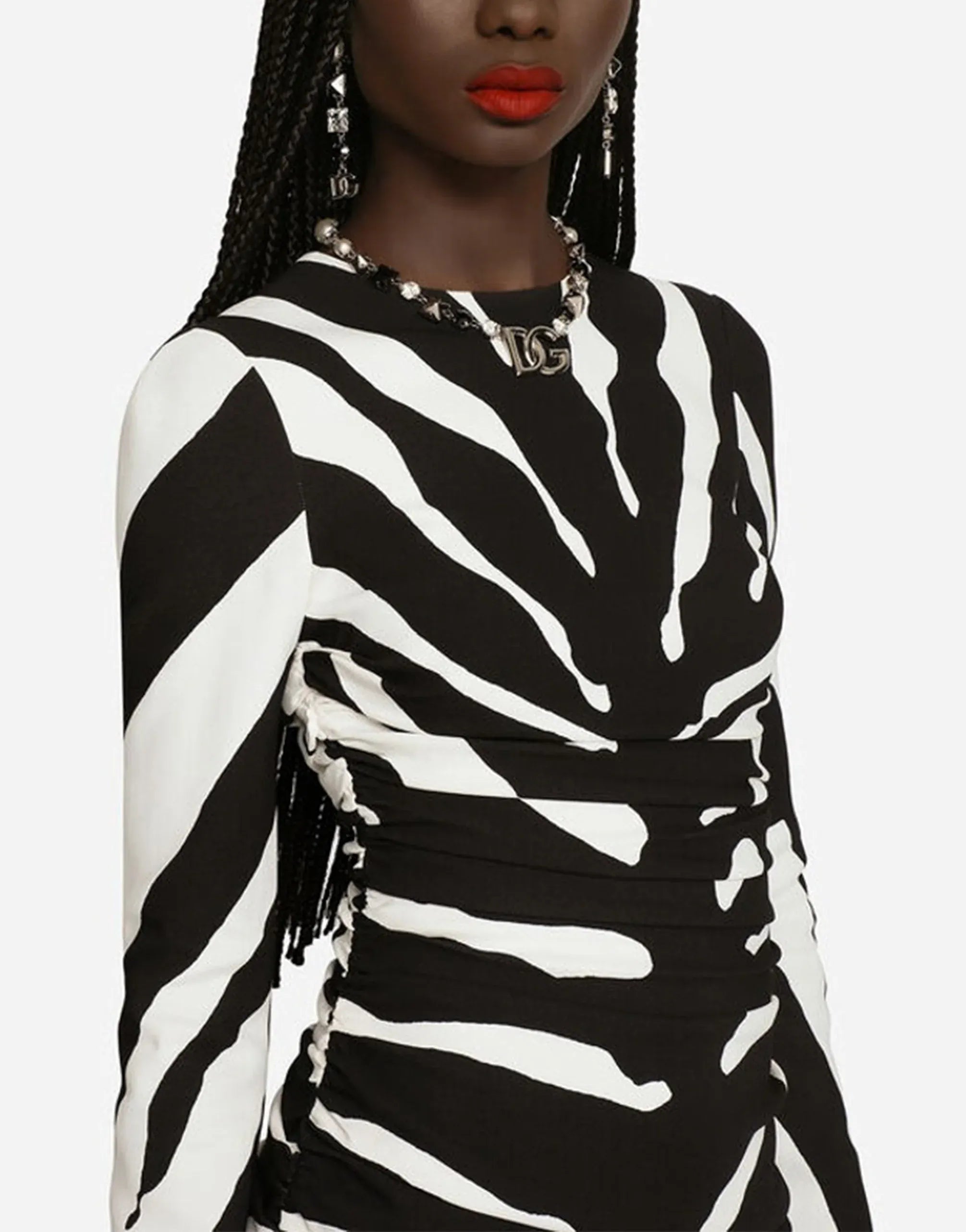 Dolce 
Gabbana Zebra-Print Cady Midi Dress