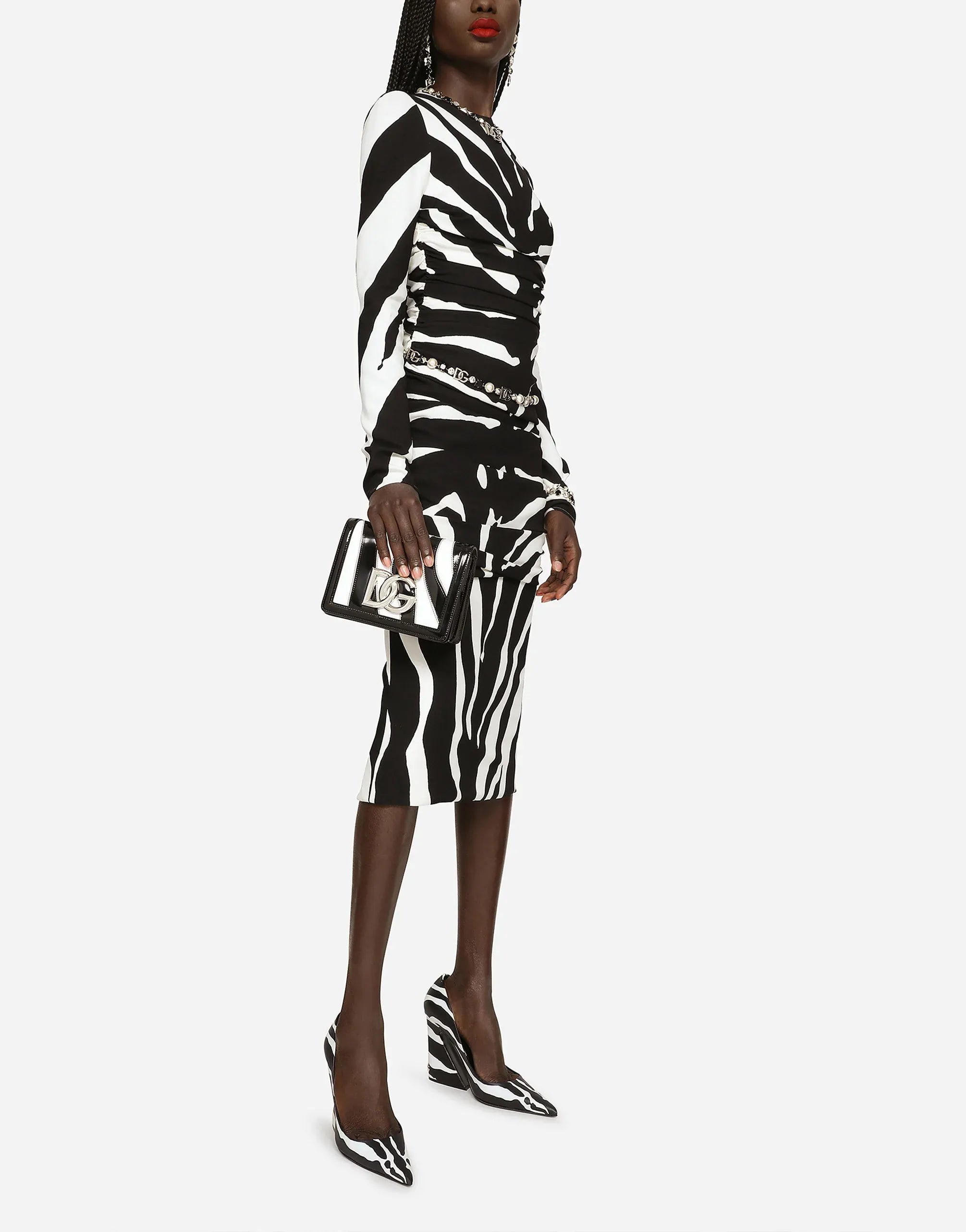 Dolce 
Gabbana Zebra-Print Cady Midi Dress